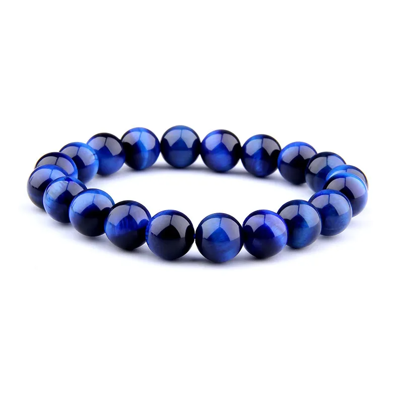 Bracelets de perles en pierre de brins naturels Bracelet extensible en œil de tigre bleu Lapis Lazuli