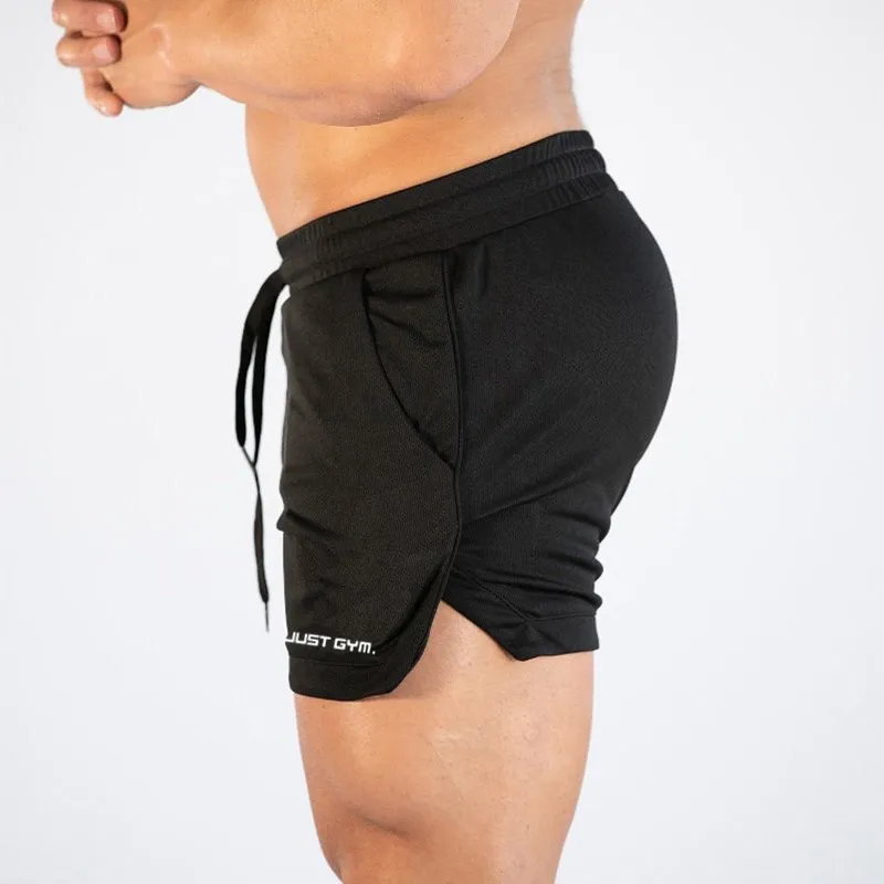 Pantaloncini fitness da uomo con tasche Jogger Bodybuilding Training Sporting Mesh Pantaloni da palestra allenamento ad asciugatura rapida 210421