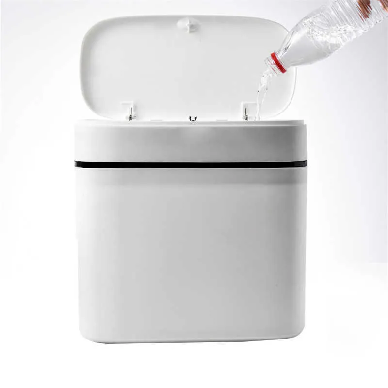 12L мусорное ведро для ванной комнаты для ванной комнаты кухня мусорное ведро пресс-тип мешок держатель мусорное ведро для туалета водонепроницаемый узкий шва 210728