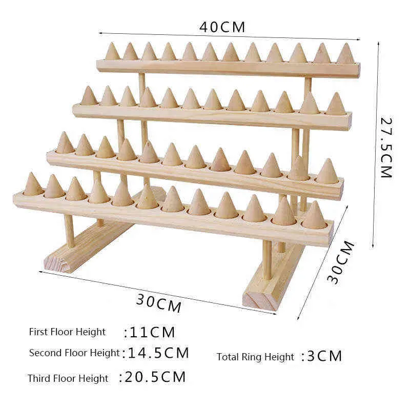 Anneau en bois boucle d'oreille bijoux lunettes de soleil quatre étages présentoir cintre organisateur titulaire grand espace de stockage base boutique décor 211105