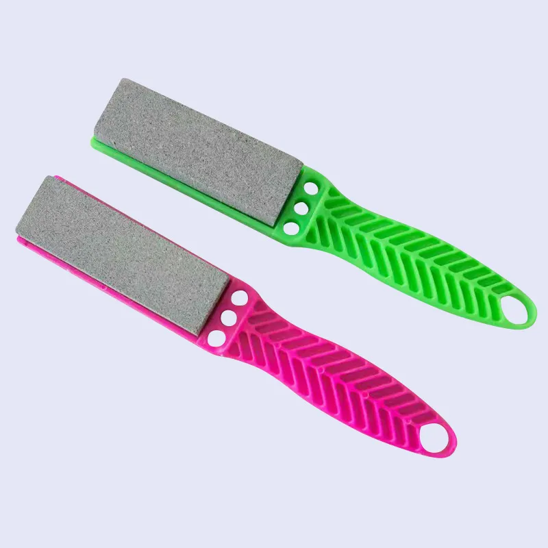 Dubbel sidor Knivslipare Köksverktyg med plasthandtagande sten Handhållen WHETSTONE306N