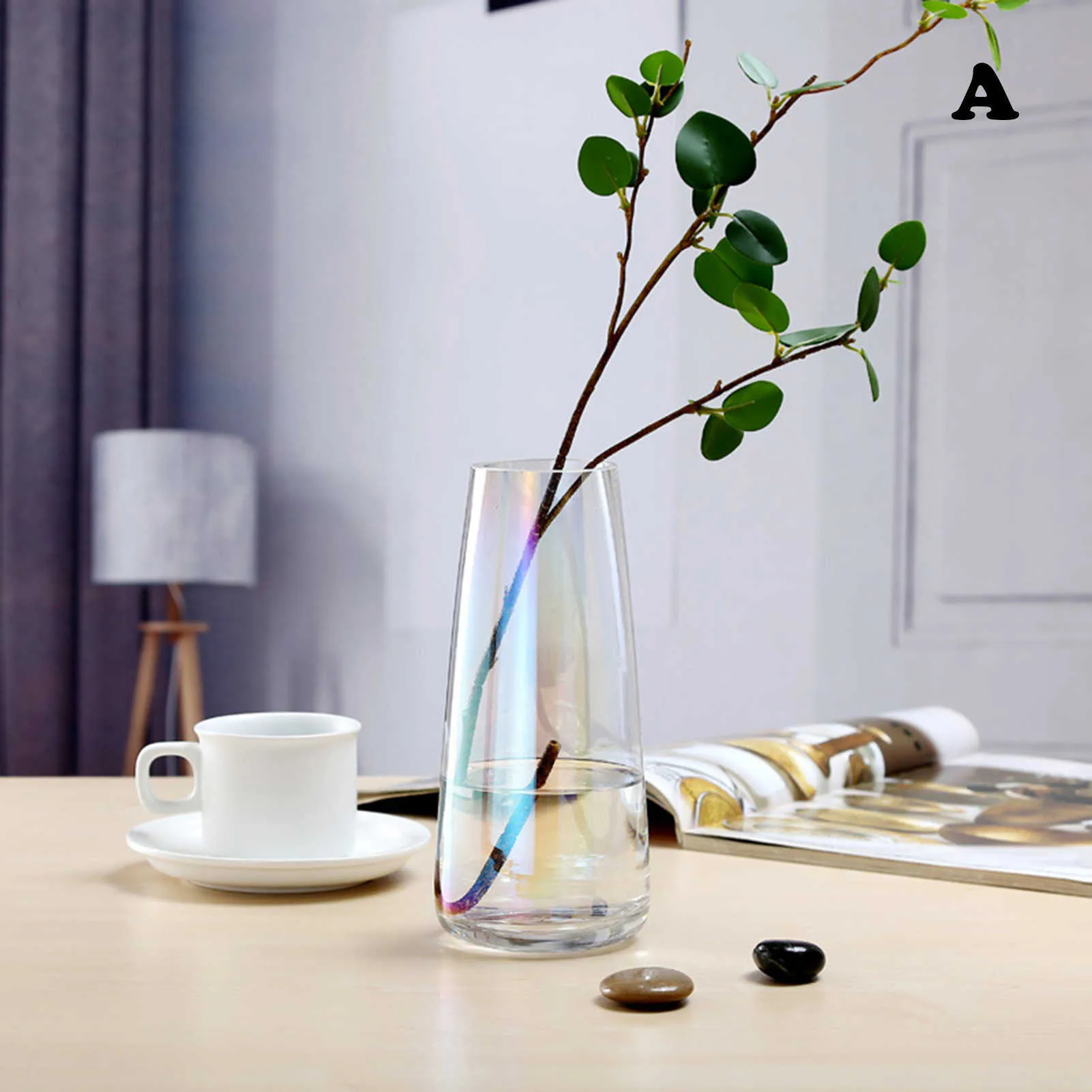 Aurora Symphony Glassはデスクトップの装飾のための透明な花の配置家の装飾の交響楽団の花瓶XHz 210623