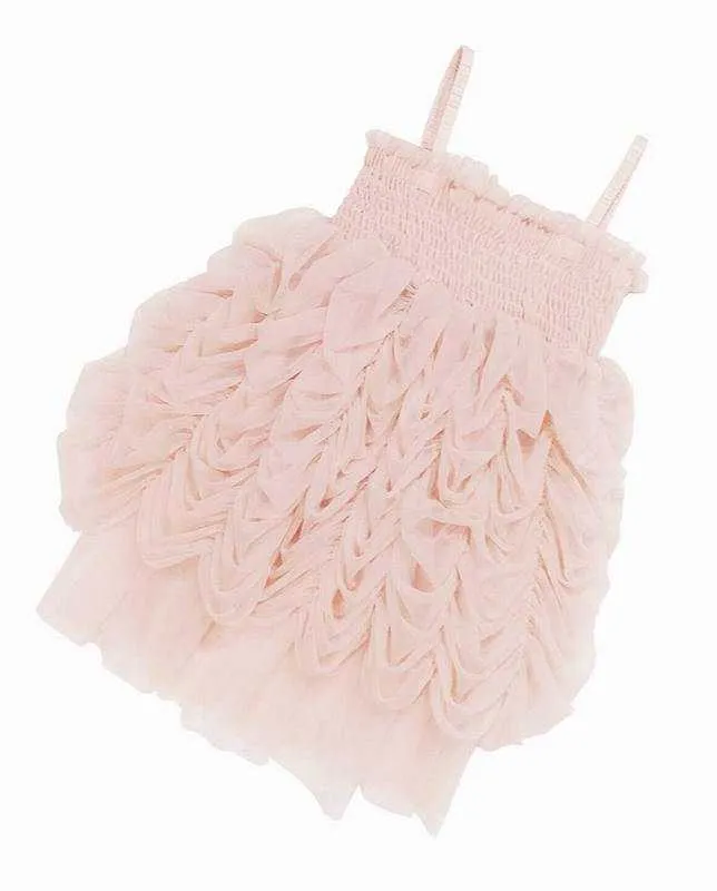 Girls Smocked Dress Pink Tulle Ballet Slip Children Princess Party for Kid Clothes E28128 210610