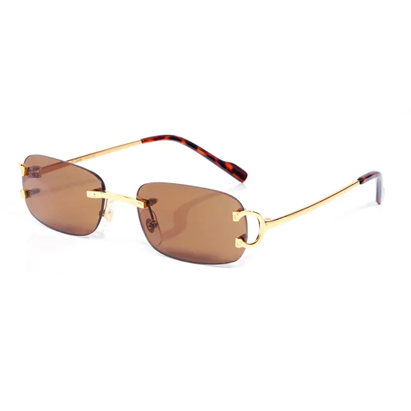 Verres de créateurs ovales Man Luxury Frameless Femmes Lunettes de soleil Brands steunpunk Transparent Sungass Rettrage Retangle Gradient Shades3004