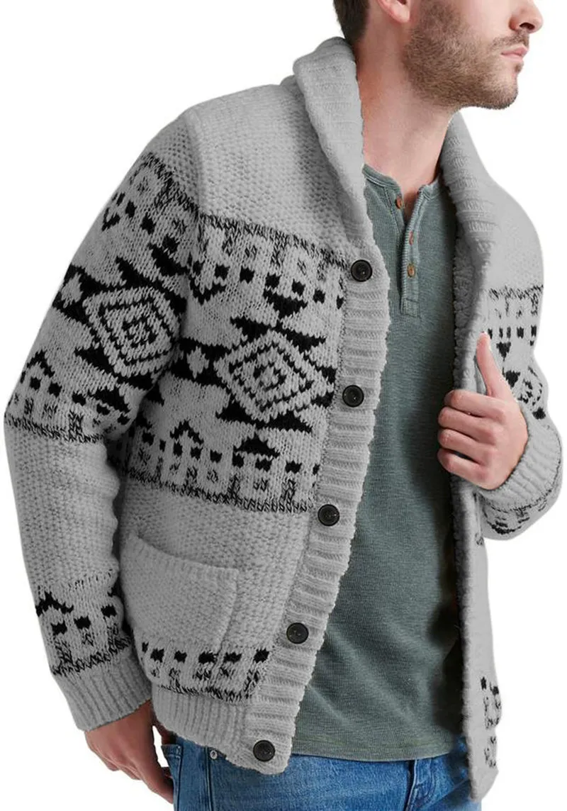 Mens Knitted Sweater Coat Geometric Print Autumn New Arrivals Button Cardigan Fashion Classic Sweater Daily Casual Mens Clothes