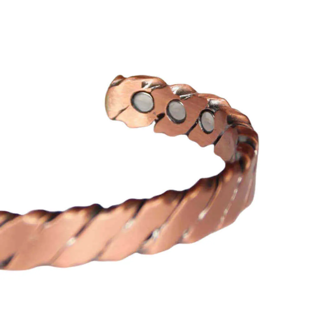 Vrouwen koperen armband armband met magneten 3000 GAUSS met 6 stks magneten Japanse magnetische manchet armband 2020 Q0720