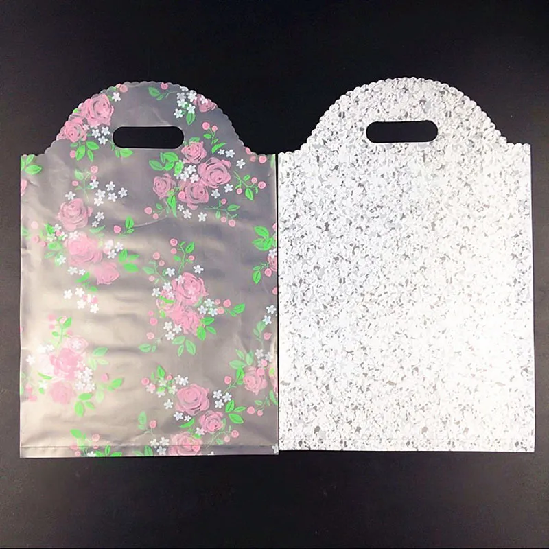 30x45cm Lace Plastisk Shoppingväska med handtag Favd Boutique Cloth Presentförpackning Påsar Frostat pakethandtag