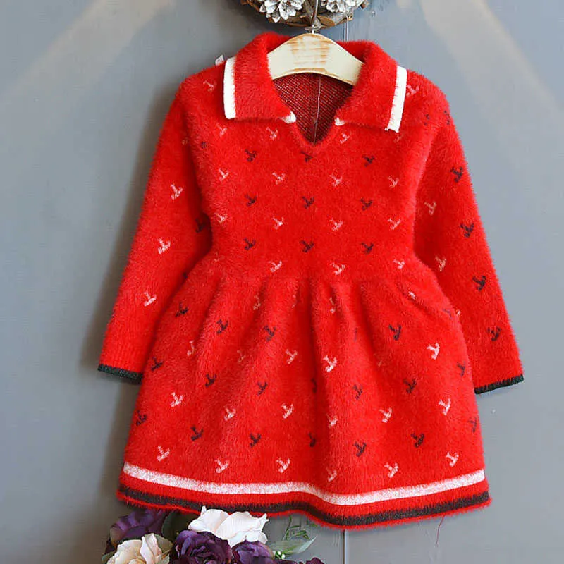 LOVE DDMM Filles Robe chaude Automne Hiver Vêtements de bébé Fleur Hauts à manches longues pour robes de fille Costumes pour enfants Tenues mignonnes 210715