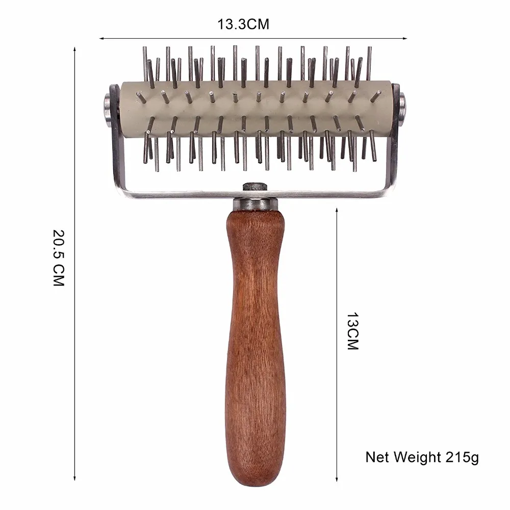 Outils en acier inoxydable Docker de rouleau de pâte avec manche en bois Outil de cuisson de pain de tarte de gâteau de pizza 8 pouces