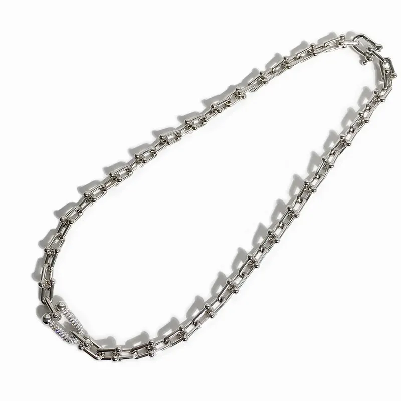Collar Love T de marca de diseño con accesorios de cristal de acero inoxidable, collar de bambú tipo U con corazón de circón para mujer, joyería 222w
