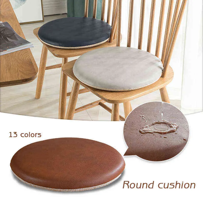 Coussins de chaise de salle à manger d'intérieur portables de Style Simple, coussin de siège rond en cuir solide pour la maison, le bureau et la cuisine 2112037501878
