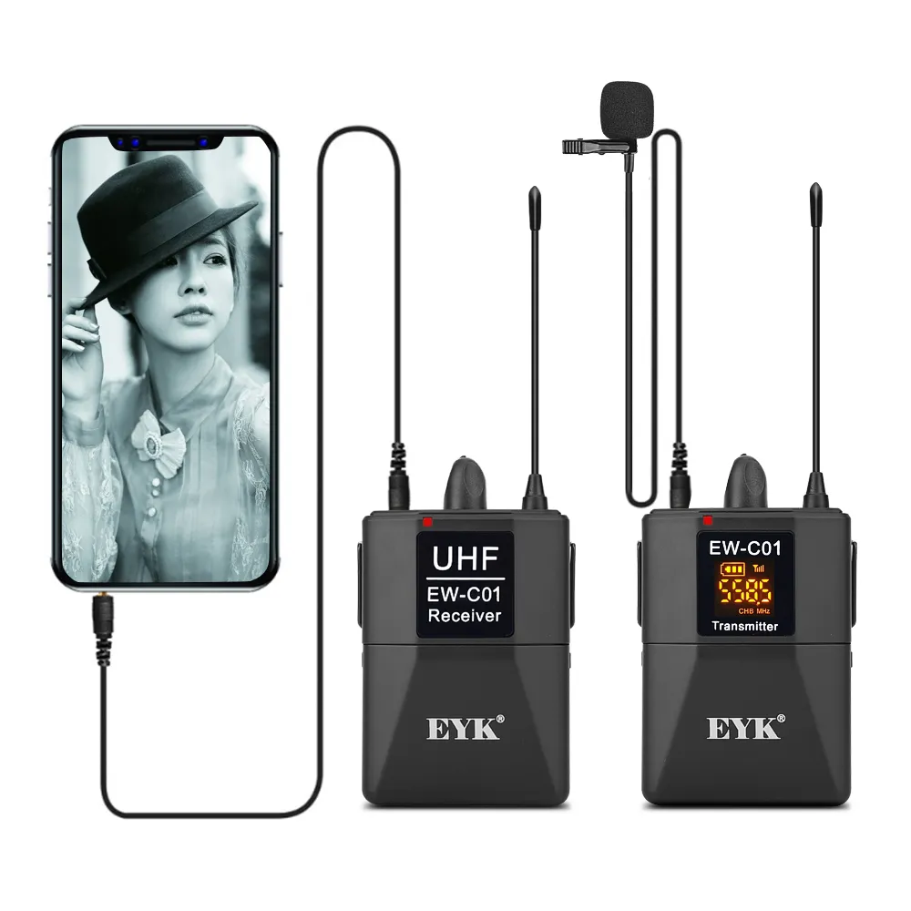 EYK EW-C01 30 канал UHF беспроводной систему микрофона Lavalier с карманной каркасной видеокамерой камеры