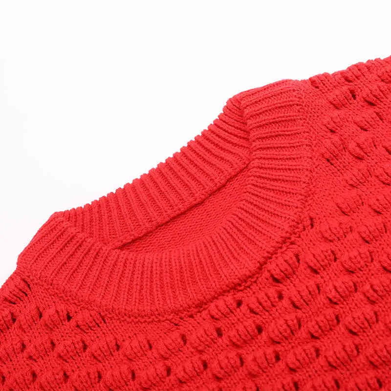 Foridol solide rote Pullover Pullover weiblich lässig plus Größe übergroße weiche Pullover Frauen Herbst Winter gestrickt Weihnachtspullover 210415