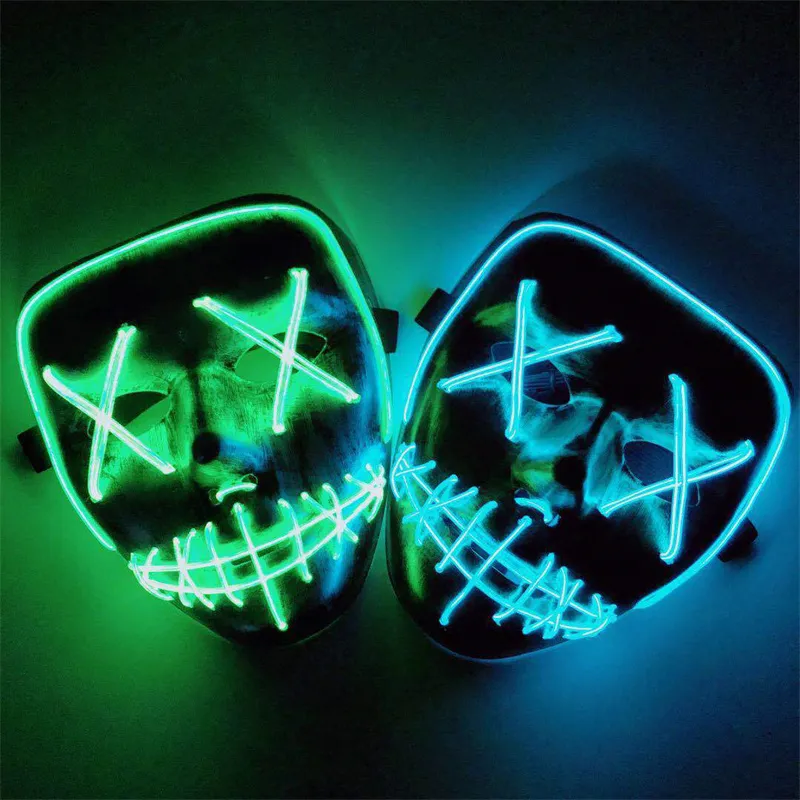 LED LED LUMINY STHIPLITH Twarz Maska Halloween Halloween Horror Novel Fun Horror Ball Haunted House2209010
