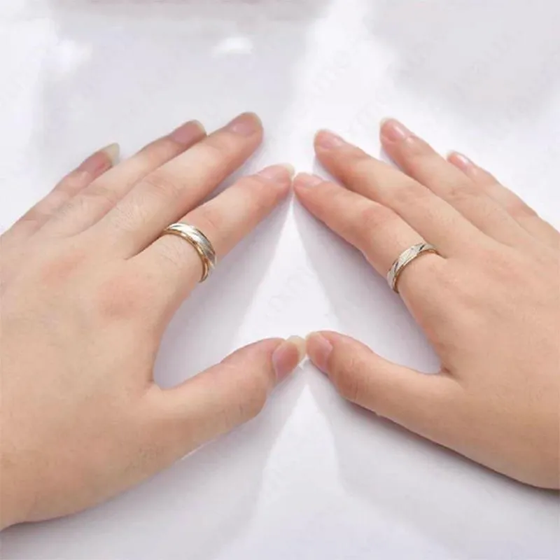 Cluster Ringen Engagement Belofte Liefhebbers Boho Rvs Paar Ring Voor Vrouwen Mannen Bruiloft Eenvoudig Ontwerp Gouden Sieraden Gift246F