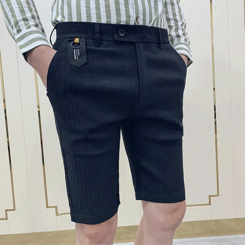 Mode korte mannen pak broek zakelijke formele jurk broek casual slim fit streetwear broeken kantoor sociale mannelijke luiheid 210527