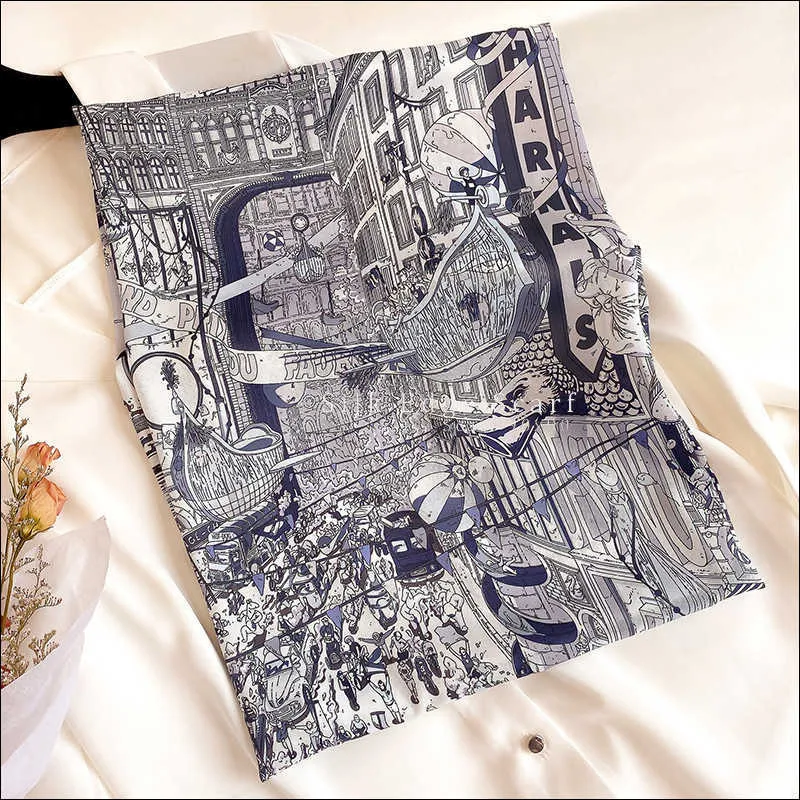 Luxe sjaals 90 90 cm Silk SCARF Top vierkant twill handrol Bandana Foulard Femme Soie de Marque Luxe 210819187Q