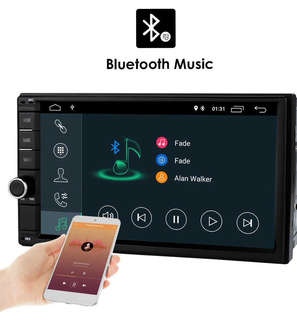 2Din Android 10 Car Audio Radio Multimedia Player 1024*600 Universal GPS Nav fit Nissan Sentra Tiida Qashqai Cfiro Juke Geniss Note PC