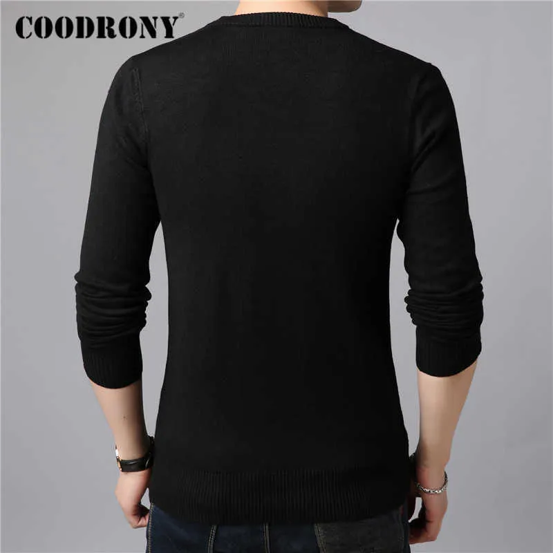 Coodrony Brand Sweater Män Klassisk Casual O-Neck Pull Homme Vinter Tjock Varm Knitwear Pullover Pure Color Jersey Male C1004 211006