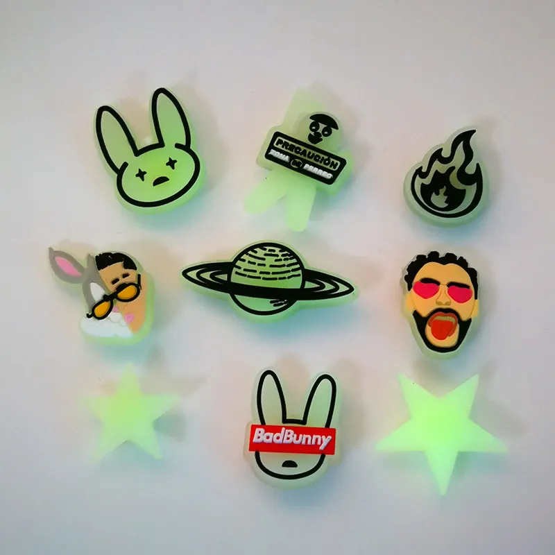 bad bunny PVC Glow Charms in the dark plastic ornaments Shoe Decoration Accessories Jibitz for shoes4574642