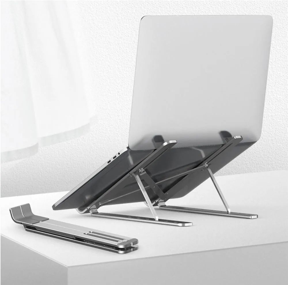 Creative Folding Bracket Aluminum alloy Stand 10-15.6 inches Laptop Mounts 6-position adjustable height Portable Holder for Desk laptops cooler