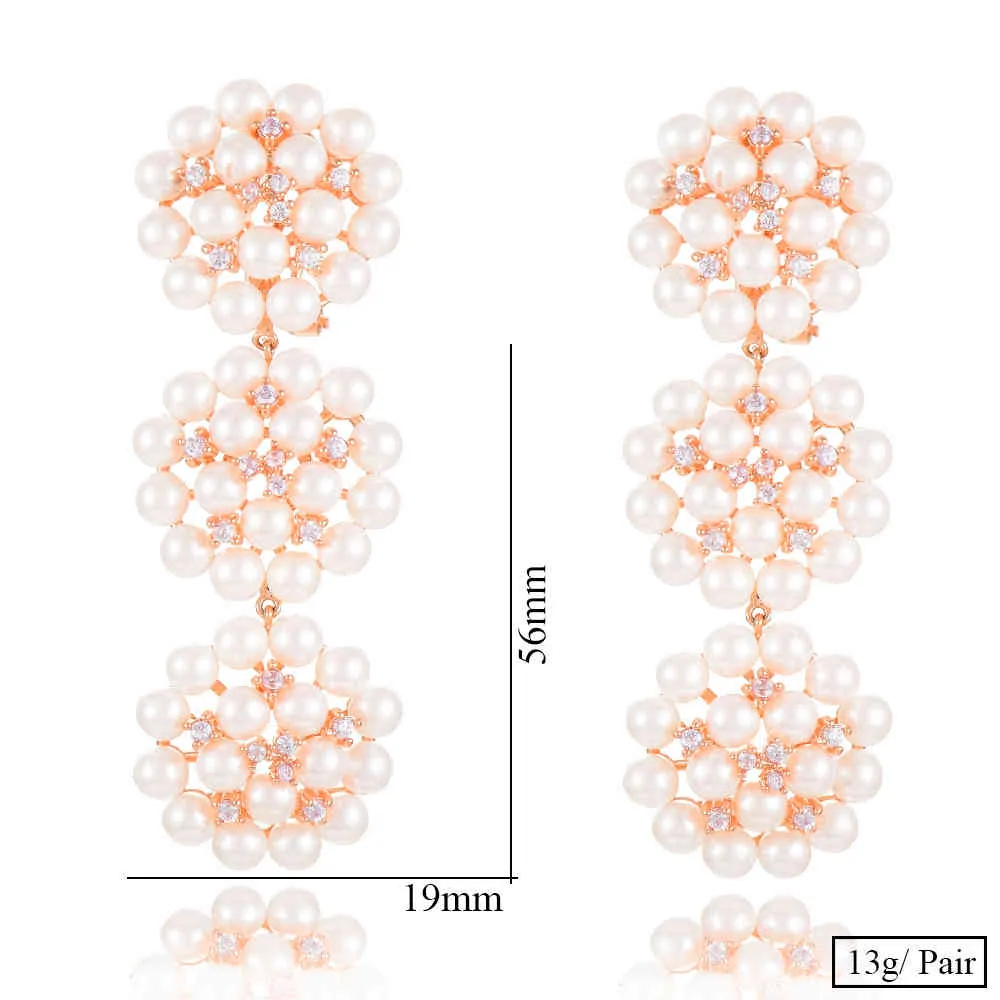 Pendientes de perlas simuladas de lujo de 56mm de marca para mujer circón cúbico de boda CZ Dubai pendiente nupcial bohemio gótico