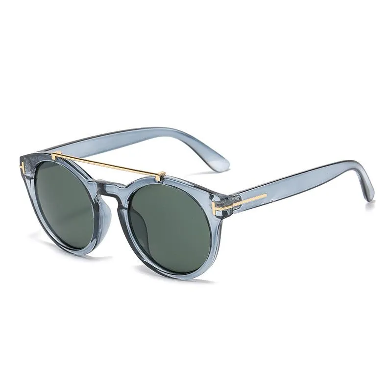 Solglasögon lioumo mode dubbel bridge design runda för män kvinnor vintage kattögon körglasögon UV400 trendiga nyanser gafas sol306g