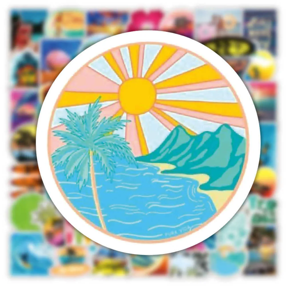 10 50 Etiqueta de verano Viajes de playa Graffiti Surf Pegatinas DIY para tableta Botella de agua Tabla de surf Laptop Equipaje Bicicleta Car244l