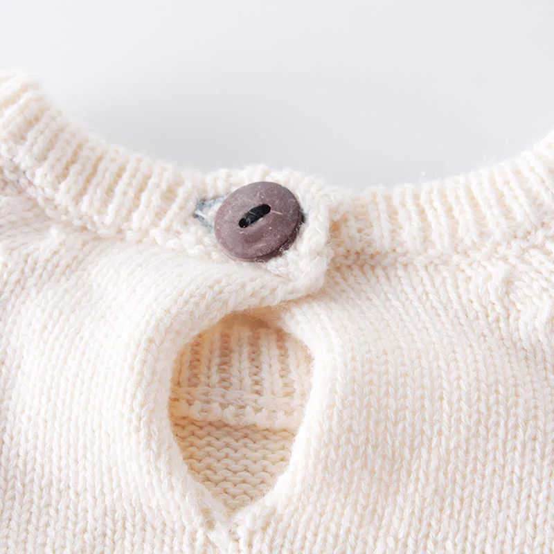 秋冬の赤ちゃんニットセーターロンパーストライプジャンプスーツオレンジコットンの女の子服ボディスーツ幼児服210611