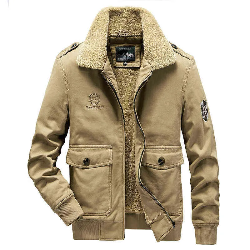 Chaifenko Bomber Jaqueta Parka Casaco Homens Inverno Quente Espesso Velo Colarinha Militar Marca Táticas Exércitos 6xL 211217