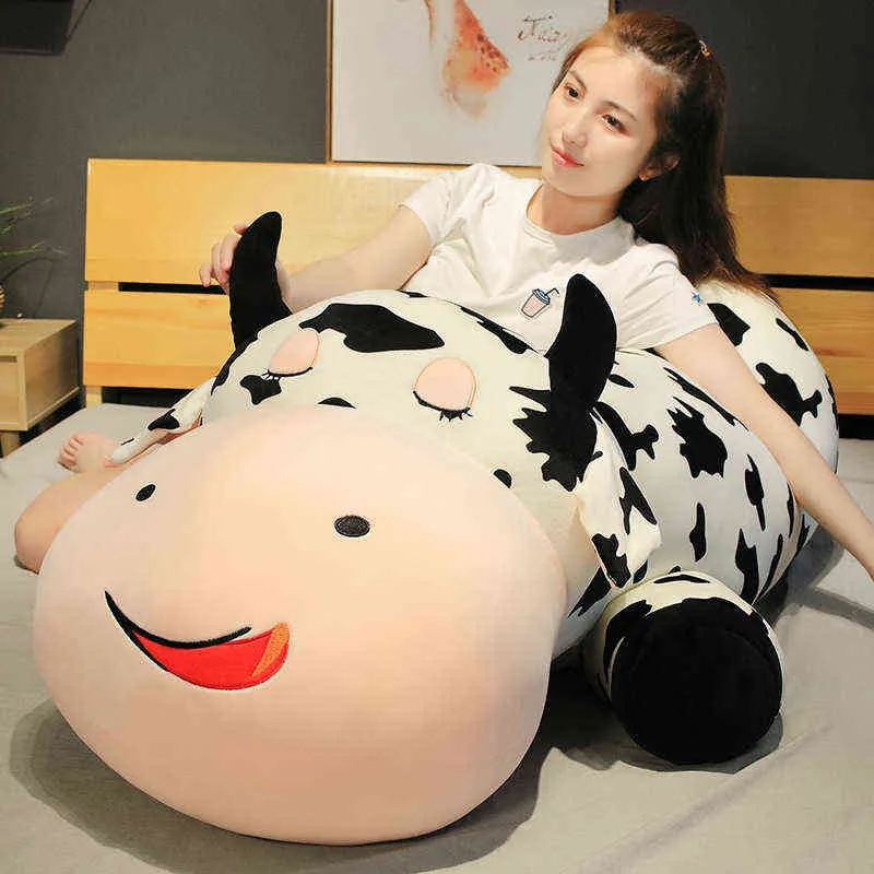 80120 cm Gigante Vaca Deitada Travesseiro de Pelúcia Macio Bicho de Pelúcia Brinquedos de Pelúcia para Crianças Kawaii Baby Doll Meninas Presente de Aniversário AA229305978