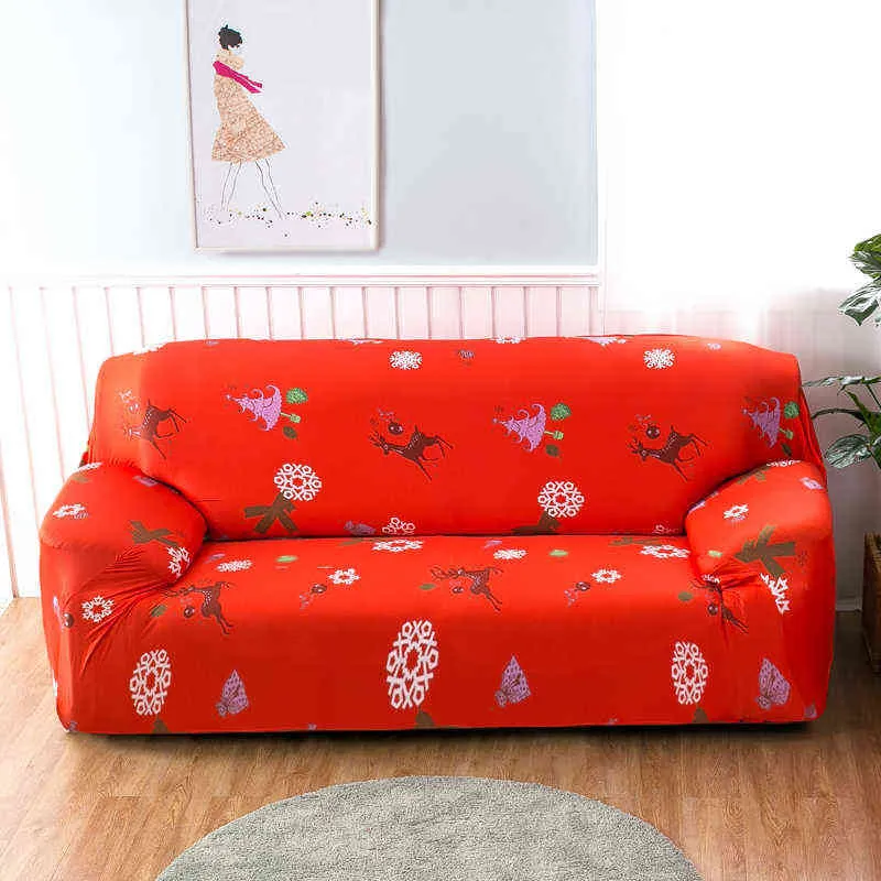 Decoração de Natal Stretch Soft Sofá Slipcovers Capa de Sofá Elástica para Diferente Forma Loveseat Cadeira L-Estilo 211207