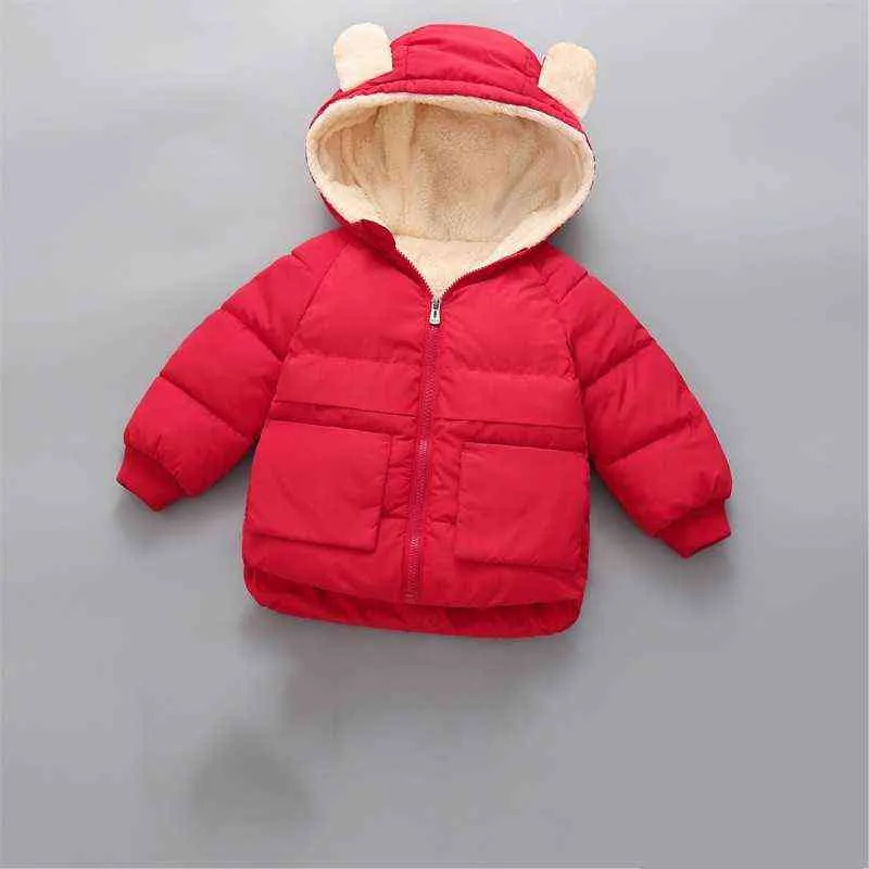 COOTELILI Fleece Winter Parkas Kids Jackets For Girls Boys Thick Velvet Pocket Children