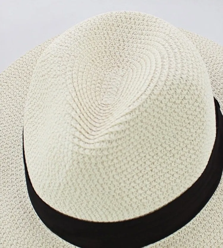 Cappelli da sole da spiaggia in paglia floscia estiva donna Cappello Panama classico a tesa larga sombrero paja chapeau femme paille ete chapeu feminino305o