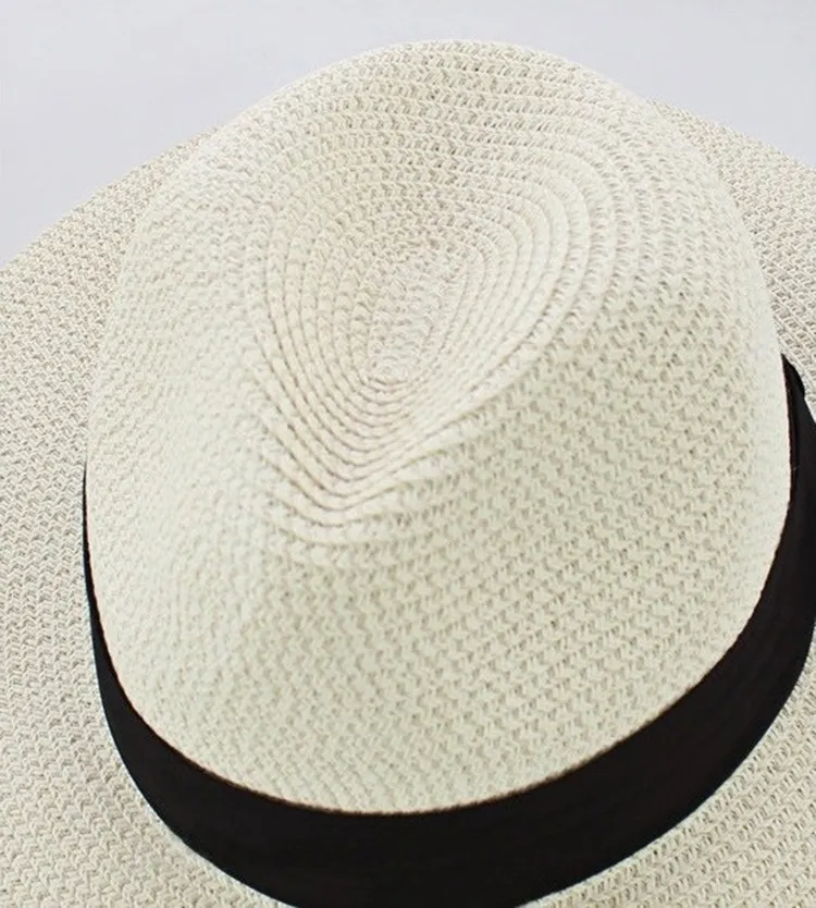Été disquette paille plage soleil chapeaux pour femmes classique à large bord Panama chapeau sombrero paja chapeau femme paille ete chapeu feminino2770