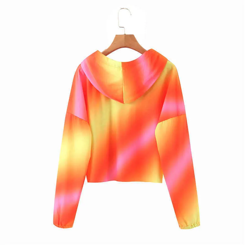 HSA Women T-shirts Gradient Sweatshirt Elegant Loose Ladies Tie-Dye Long-Sleeved Mujer O-Neck kvinnlig Autumn Pullovers Tops 210716