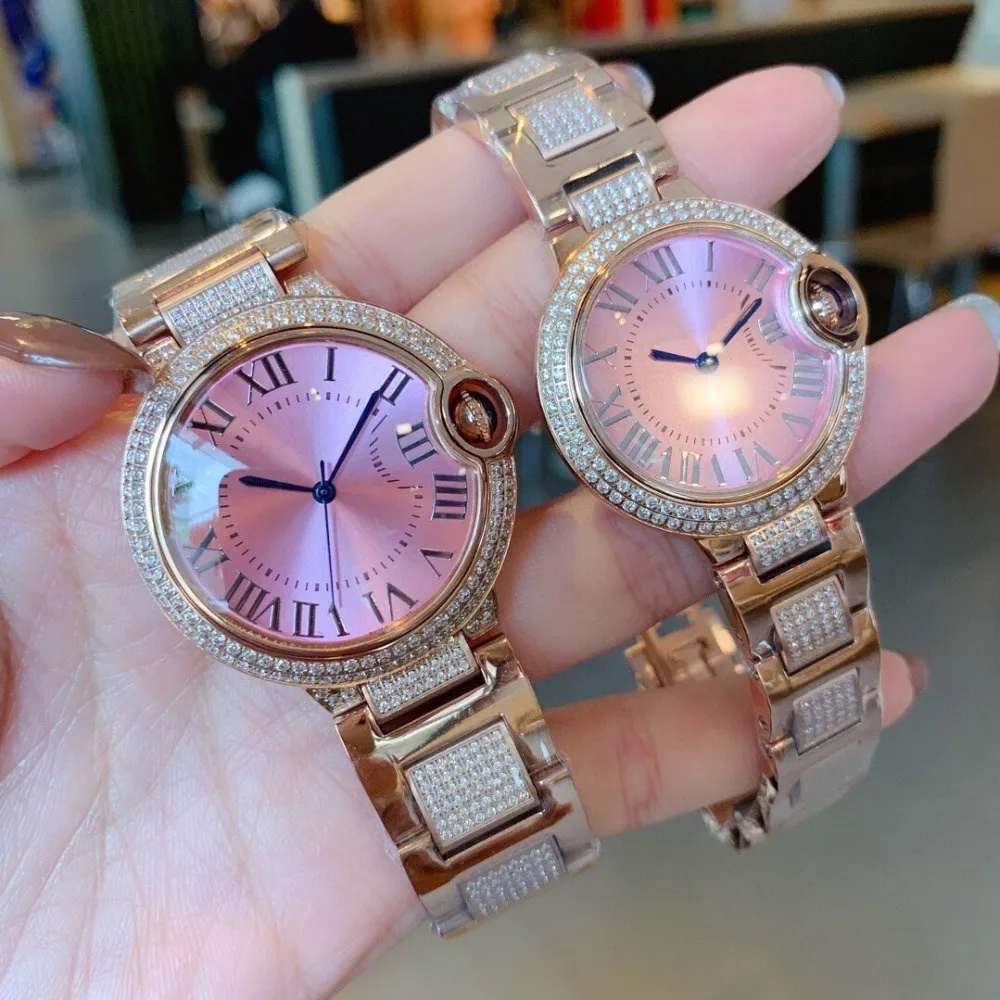 33 мм 36 мм серебряный розовый золотой горный хрусталь кварцевые наручные часы из нержавеющей стали римские цифры часы леди CZ Diamond ремешок женские часы
