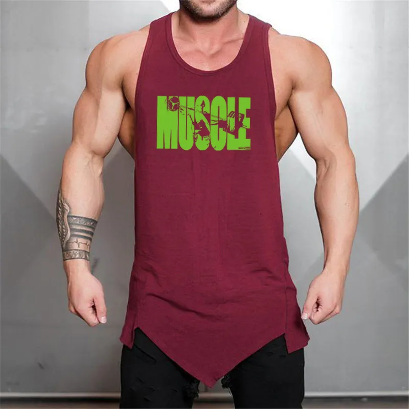 Muscleguys Débardeur Hommes Gym Vêtements Streetwear Solid Vest Hommes Bodybuilding Vêtements Fitness Tanktop Entraînement Chemise sans manches 210421