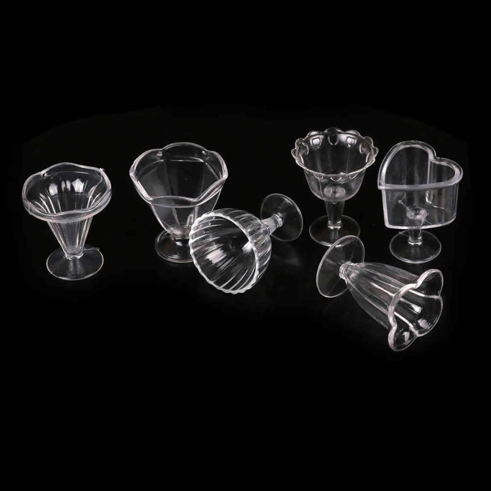 / set tazze in miniatura tazze trasparenti vino gelato sundae decorazioni bambole in plastica trasparente Y211112