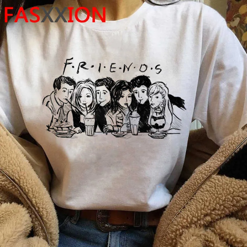 Friends Tv Show Harajuku Funny Cartoon T Shirt Women Ullzang Streetwear T-shirt Fashion 90s Anime Tshirt Casual Top Tees Female X0628