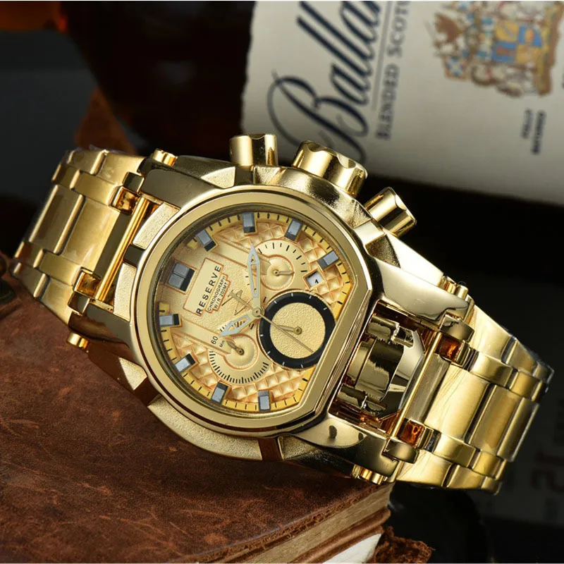 Undefeated Watch Reserve Bolt Zeus Mens Quartz Wirstwatch 52mm Chronograph Invincible Luxury Watches Invicto Reloj De Hombre For193R