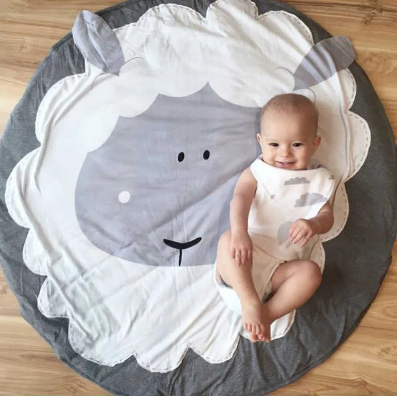 Nordic Style Cartoon Dieren Lion Face Quilted Play Mats Carpet Tapijt Kinderbed Kamer Decor Po Props 210724