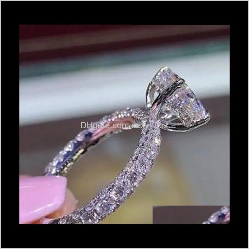 womens designer ring romantic zircon shining rings round stone wedding bridal fashion jewelry engagement rings for women