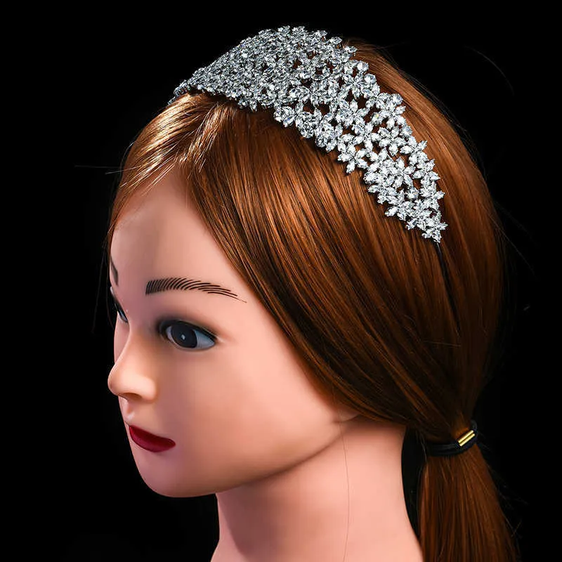 Nieuwe Luxe Barokke Rhinestone Bridal Crown Tiaras Zirkoon Bloemen Tiaras Bruid Hoofdbanden Bruiloft Haar Sieraden Accessoires Gift X0625