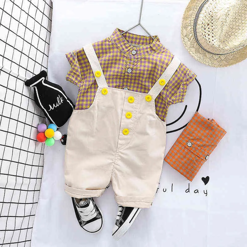 Kids Suits 2021 Summer Baby Boys Clothing Sets Short Sleeve Shirt Bib Shorts Toddler Infant Clothes Kids Children Clothing G220310