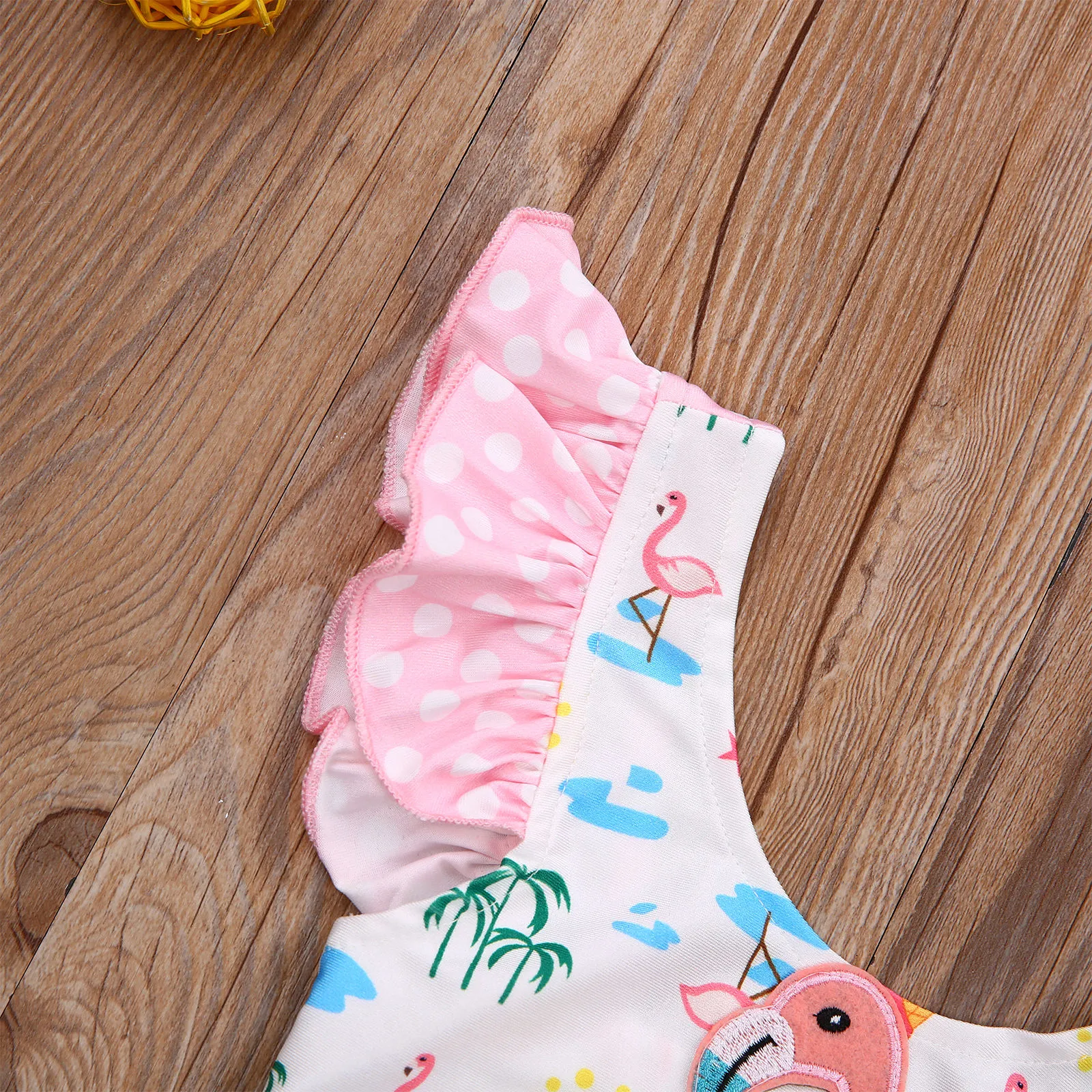 0-3Y Summer Infant Toddler Baby Kid Girls Flamingo Swimsuit Swimwear Ruffles Girl Bodysuit Bathing Suit 210515
