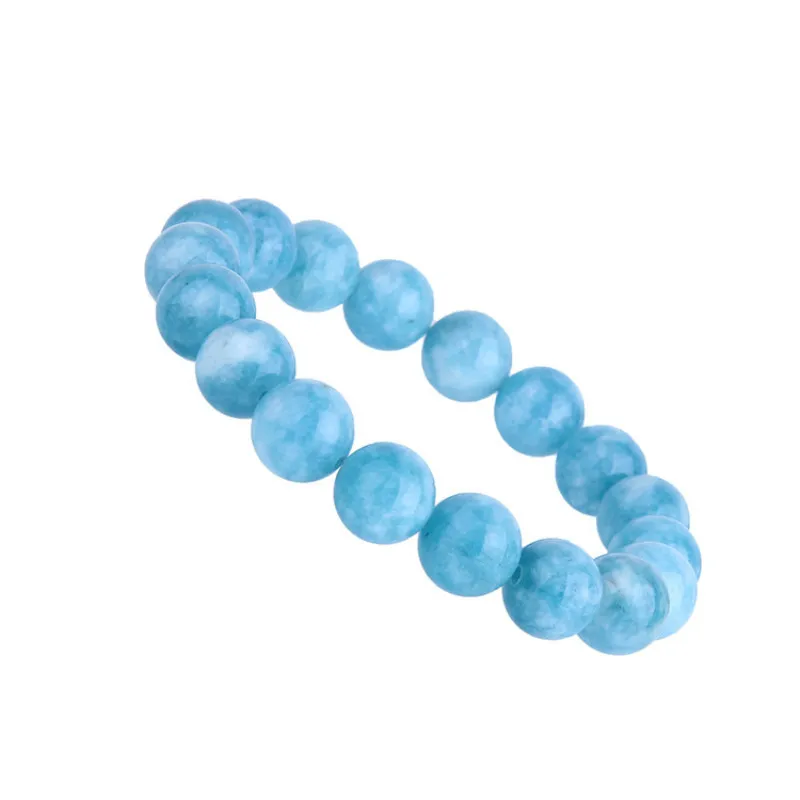 Bijoux en pierre perlée faite à la main pour femme, bijoux ronds de laboratoire Larimar de 10MM pour hommes, Bracelets en cristal bleu, arrivée