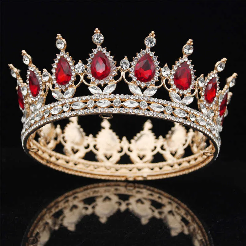 Goud Purple Queen King Bridal Crown For Women Hoofdtooi Prom Pageant Wedding Tiaras en Crowns Hair Sieraden Accessoires 210616256CC
