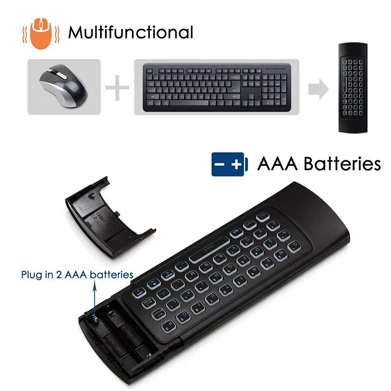 Беспроводная клавиатура MX3 с подсветкой и ИК-обучением, 24G, пульт дистанционного управления Fly Air Mouse, портативная портативная мышь со светодиодной подсветкой для Android TV Box7428034