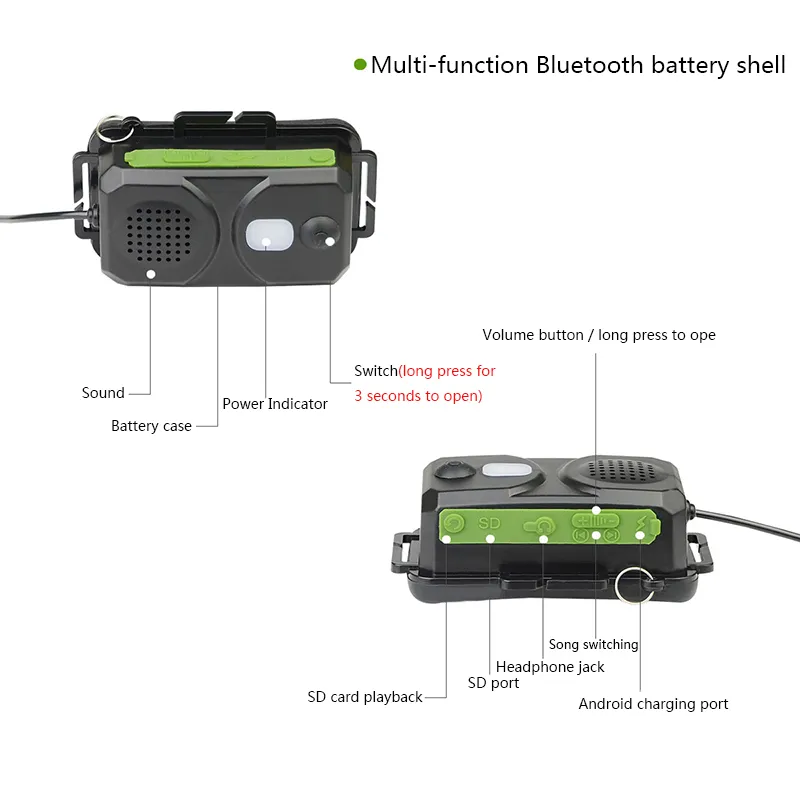 Lampe frontale Led intelligente, haut-parleur Bluetooth XM-L T6, 8000 lumens, Zoom, USB, rechargeable, batterie 18650, lampe de poche, 251v